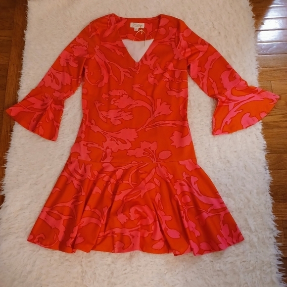 JULIE  Brown  New York Neon Pink and Orange Dress Sz M - Picture 5 of 9
